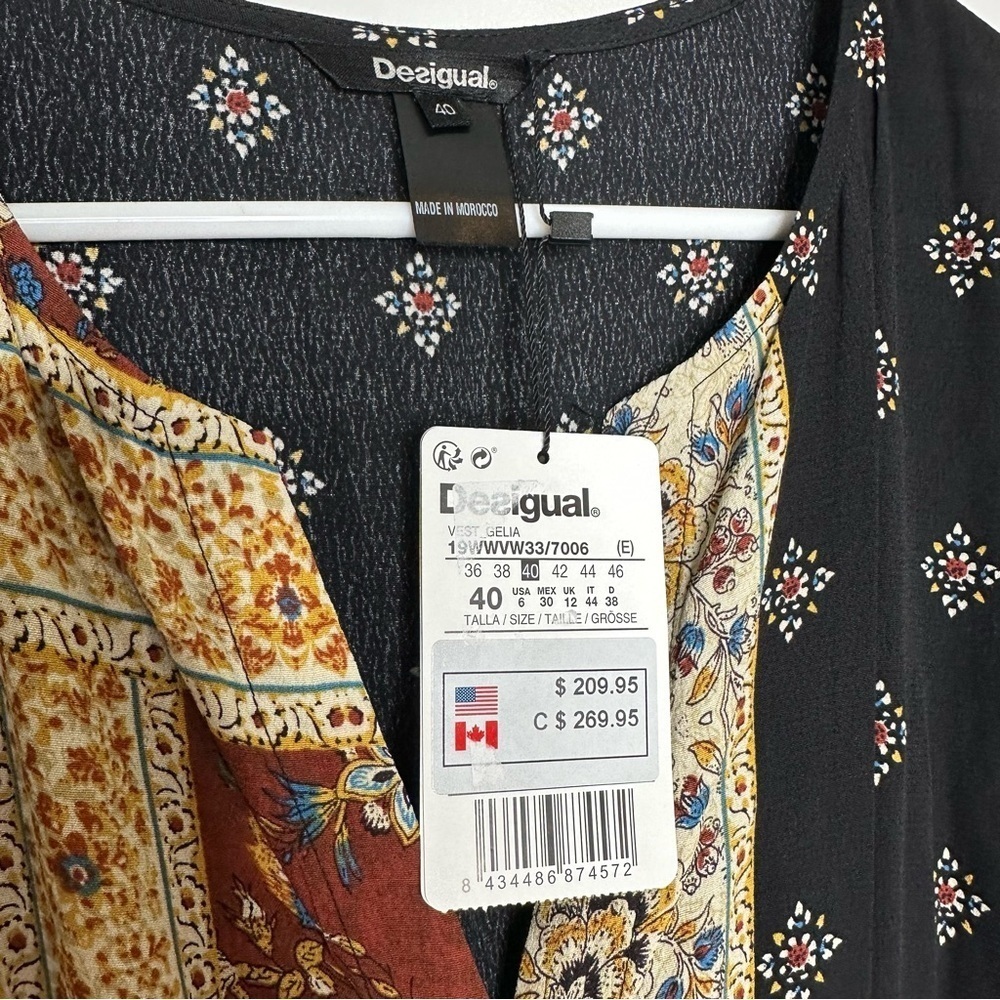 NWT DESIGUAL Women’s Gelia Bohemian Handkerchief Midi Dress Size 40 US 6 - Picture 6 of 10